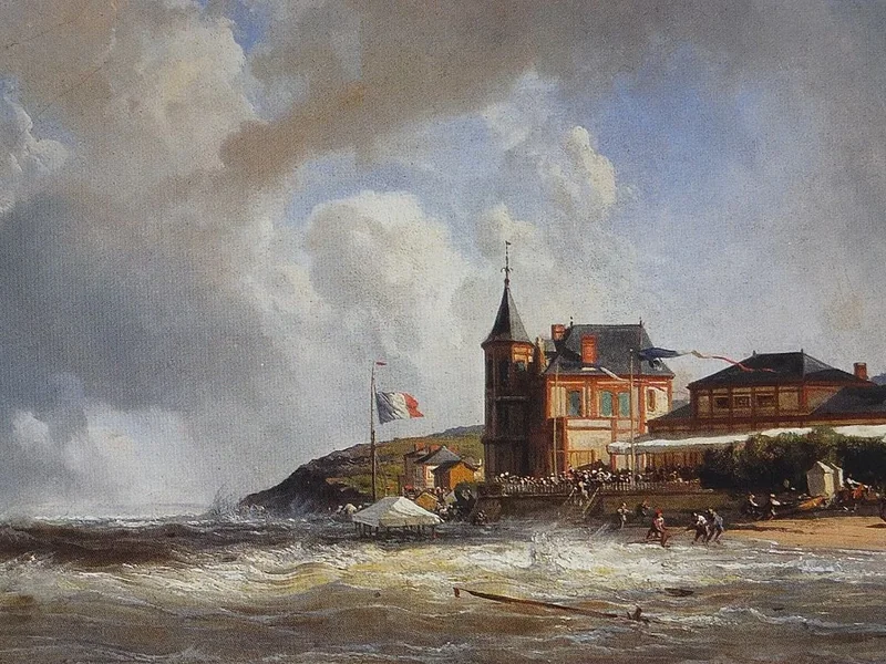 1806-Charles Louis Mozin - Spiaggia di Trouville con l'alta marea-Musee Villa Montebello